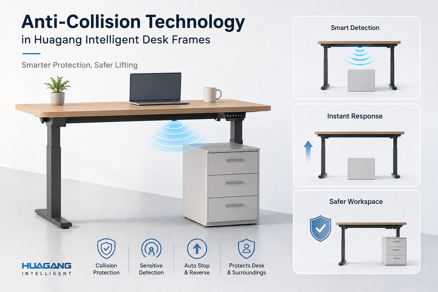 Anti-Collision Technology sa Huagang Intelligent Desk Frames